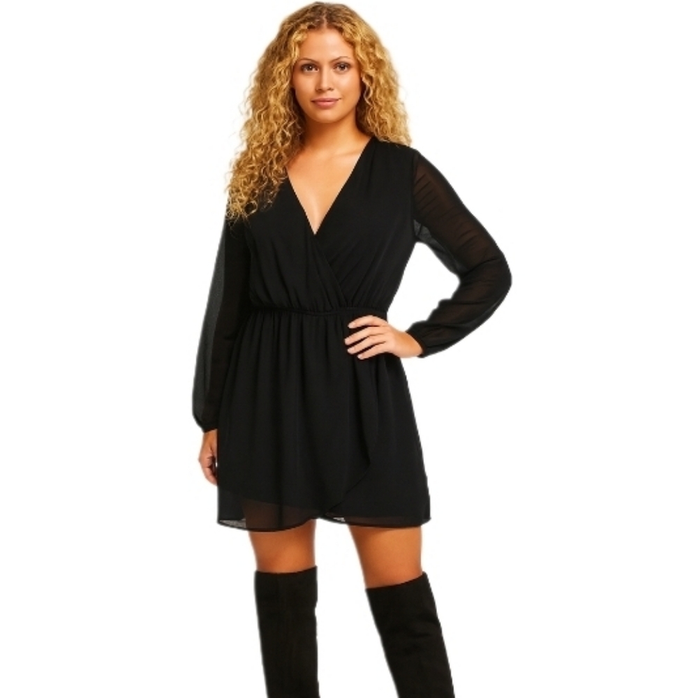 Express Black Sheer Sleeve Mini Dress XS